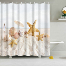 Concha de playa respetuosa con el medio ambiente, concha de estrella de mar, poliéster, cortinas decorativas de ducha para baño de Santa Claus lavables de alta calidad, novedad 2024 - compra barato