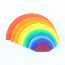 11pcs Semicírculo Rainbow Blocos Brinquedos De Madeira Para Crianças Combinando Com 12Pcs Grandes Armários De Armazenamento De Blocos de Construção Do Arco Presente 2024 - compre barato
