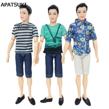 Camiseta artesanal de alta qualidade + calça jeans curta para boneca barbie ken boyfriend roupas casuais roupas de bonecas masculinas 2024 - compre barato