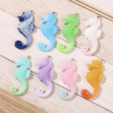 20pcs/lot 19*42mm Flatback resin sea horse charms perfect for pendants,earrings diy  Keychain parts 2024 - buy cheap