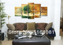 Handpainted 5 Piece Modern Landscape Decorative 4 Season Tree Pictures Oil Paintings On Canvas Wall Art For Home Decoration 2024 - buy cheap