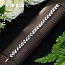 HIBRIDE Top Quality Leaf Shape Cubic Zirconia Paved White/Black Color Tennis Bracelet for Women Wedding Party Jewelry B-115 2024 - buy cheap