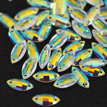 7x15mm 50pcs Sew On Rhinestone horse eye Crystal transparent AB Color Sew On Stone Spacer buttons for DIY Cloth Dress Decoration 2024 - buy cheap