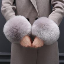 Женские Модные осенне-зимние термоперчатки из искусственного лисьего меха с кольцом на руку 2024 - купить недорого