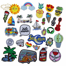 New arrival 10 pcs Hello Summer Pineapple Embroidered patches iron on fashion clothing bag hat shoe Motif Applique diy accessory 2024 - buy cheap