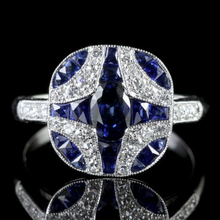 Retro Court Zircon Ring for Women Royal Blue Zircon Wedding Rings Fashion Women Party Jewelry Wholesale anel feminino Size 6-10 2024 - buy cheap