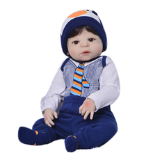 Collectible 23 Inch Reborn Baby Doll Boy 57 Cm Full Silicone Vinyl Realistic Newborn Babies Doll Toy For Kid Birthday Present 2024 - buy cheap