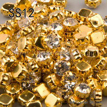 SS12 3mm 1100pcs Clear Crystal Sew on Glass beads Chatons With Golden Claw Settings 2024 - buy cheap