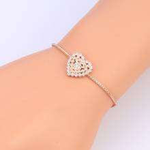 2018 New Trendy Charm Hollow Heart shaped Rhinestone Bracelets For Women Fashion Simple Adjustable Chain Bracelets Jewelry Gifts 2024 - buy cheap