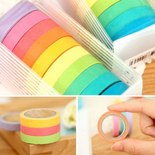 Fita washi arco-íris adesiva colorida 10 peças, cores de doces, papel adesivo decorativo diy para mascaramento 2024 - compre barato