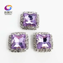 Crystal violet square shape high quality Crystal glass buckle,silver base sew on rhinestones for Diy/jewelry accessories SQK25 2024 - buy cheap