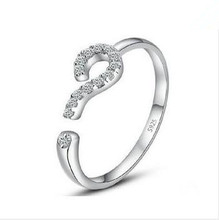 Novidade fashion mark de dúvidas 925 prata esterlina feminina anel de dedo ajustável joias atacado drop shipping 2024 - compre barato