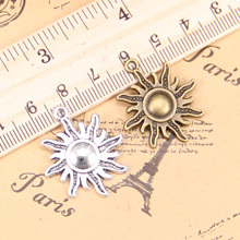 58pcs Charms For Jewelry Making sun sunburst 28x25mm Antique Silver Plated Pendants DIY Tibetan Silver Bracelet Necklace 2024 - buy cheap