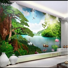 beibehang Landscape landscape painting Huangshan welcoming pine TV backdrop custom large fresco non - woven wallpaper 2024 - buy cheap