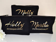 Kit de bolsas para maquillaje para dama de honor, kit de bolsas para cosméticos de oro personalizado, con cremallera, para regalo de cumpleaños 2024 - compra barato