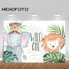 MEHOFOTO Wild One Backdrop Jungle Safari Birthday Photography Background 1st Birthday Animal Elephant Lion Baby Shower Backdrops 2024 - buy cheap