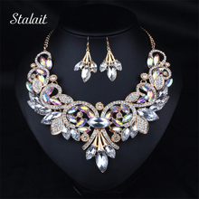 Fashion Jewelry Big Water Drop Crystal Rhinestone Jewelry Set Purple Necklaces For Mum Gift Statement Jewelry in Anniversary 2024 - buy cheap