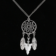 Arrow Head Necklace Pendant  Feather Dream Catcher Charm Statement Collar Vintage Silver Choker Fashion Jewelry Friendship Gift 2024 - buy cheap