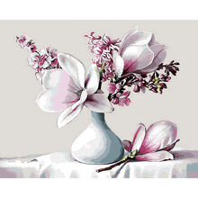 Painting By Numbers DIY Dropshipping 40x50 50x65cm Magnolia flower in bottle Flower Canvas Wedding Decoration Art picture Gift 2024 - buy cheap