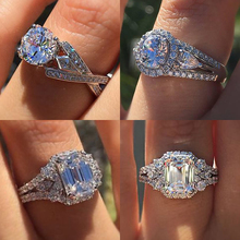 Роскошное женское кольцо с кристаллом цирконием серебряного цвета Halo обручальное кольцо винтажное праздничное свадебное Ювелирное кольцо для женщин 2024 - купить недорого