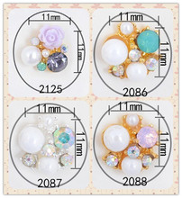 10pcs  latest nail art alloy jewelry luxury metal charms nail decoration rose style gemstone pearl accessory 2024 - buy cheap