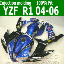 Moldeado por inyección para YAMAHA R1, kit de carenado 2004 2005 2006, conjunto de carenados azules negros 04 05 06 YZF R1 AS10 2024 - compra barato