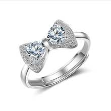 Kofsac anéis de prata esterlina 925, luxuosos, cristal, cz, ajustável, fofo, laço, anéis para mulheres, noivado, joia, presente, venda imperdível 2024 - compre barato