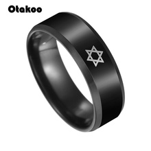 Черное кольцо Otakoo из нержавеющей стали, 8 мм, пентаграмма из нержавеющей стали, Давид, звезда, для мужчин и женщин, свадебная металлическая бижутерия Supernature Punk, подарок 2024 - купить недорого