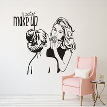 Calcomanía de pared de maquillaje para mujer, decoración de salón de belleza, pegatina de pared con cita de artista, vinilo para tienda de cosméticos y ventana, AZ042 2024 - compra barato