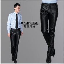 M-4xl 2021 New Slim First Layer Of Pigskin Leather Pants Men's Genuine Leather Trousers Fashion Motorcycle Pants Singer Costumes 2024 - buy cheap