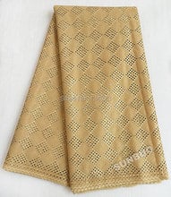 Plain Gold 5 yards Real Swiss Voile lace African Swiss lace fabric used for men and women high quality many colors available 2024 - buy cheap