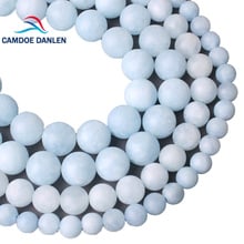 CAMDOE DANLEN Natural Gem Stone Matte Frosted Blue Aquamarines Round Beads 6 8 10 12 MM Fit DIY Handmade Find Jewelry Making 2024 - buy cheap