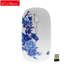 Ratón óptico inalámbrico chino de porcelana azul y blanca, 2,4 Ghz, 1200 DPI, para ordenador y PC 2024 - compra barato
