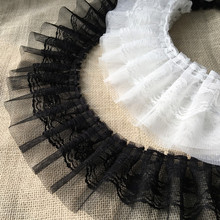 High Quality Black/White Mesh+Lace Double Layer Pleated Lace Trim Accessories Home Decoration DIY Width 9cm 5yards/lot 2024 - buy cheap