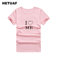 HETUAF I LOVE ME», Забавные футболки с графикой Для женщин топы хипстерские футболки в стиле «панк-рок» футболка Для женщин Harajuku Ulzzang большой Размеры Camiseta Mujer 2024 - купить недорого