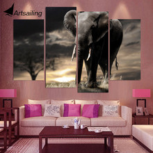 4 Panel Canvas Art Canvas Painting Elephant Pacing Meadow HD Printed Wall Art Poster Home Decor Picture for Living Room XA121D 2024 - buy cheap