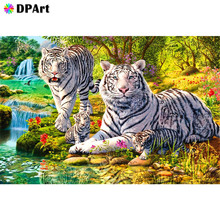 Алмазная картина 5D полностью квадратная/круглая дрель лес белый тигр животные Daimond горный хрусталь вышивка крестиком M680 2024 - купить недорого