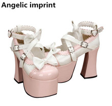 Zapatos de tacón alto para mujer, calzado con estampado angelical, cosplay de lolita, Princesa, fiesta, 12,5 cm, 33-47 2024 - compra barato