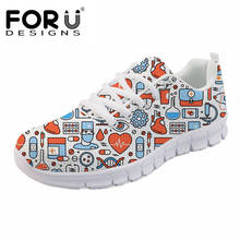 FORUDESIGNS Casual Sneakers Women Cute Nurse Pattern Flats Lace up Comfortable Mesh Shoes for Ladies Girls Light Zapatos Mujer 2024 - buy cheap