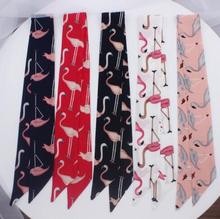 Foulard Women Flamingo Skinny Headband Bags Scarf 2019 New Pink Printed Neck Hand Wraps Kerchief Scarves Handbag Scarf 2024 - buy cheap