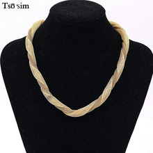 Mujeres Punk Acero inoxidable Torques serpiente gargantilla cadena hombres joyas Vintage plata y collar de oro encanto clavícula cadena de enlace 29 cm 2024 - compra barato