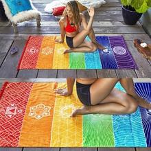 2018 Hot Rainbow Beach Mat Mandala Blanket Wall Hanging Tapestry Stripe Towel Yoga Mat             JULY 28 2024 - buy cheap