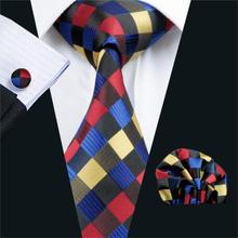 FA-423 Mens Tie Multi-Color Plaid Silk Jacquard Woven Tie Hanky Cufflinks Set Ties For Men Business Wedding Party Free Shipping 2024 - buy cheap