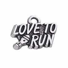 Antique Silver Plated Metal Alloy Message Love To Run Living Hockey Charm Run Pendant DIY 2024 - buy cheap