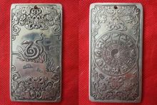 Amuleto Thangka de plata tibetana "12 Zodíaco-Serpiente" chino antiguo elaborado, pulsera pequeña US 136g 2024 - compra barato