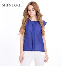 2015 New Fashion Women Chiffon Sleeveless Ruffles Shirt Blouse Tops Solid Color Blouses OL Style Round Collar 4 Colors S M L XL 2024 - buy cheap