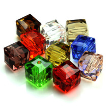 8MM Lampwork Glass Cube Square Bead (95Pcs/Lot) Green Flower Lampwork Glass Beads Cube Spacer Beads For European Charm Bracelet 2024 - buy cheap