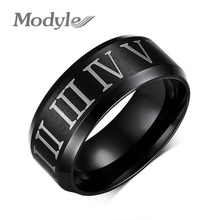 Modyle-anillo negro con números romanos para hombre, joya moderna de acero inoxidable, joyería de boda, cóctel, venta al por mayor 2024 - compra barato