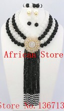 Модный новый комплект ювелирных изделий из Дубая Свадебные Ювелирные наборы массивное Ожерелье Африканские бусины набор ювелирных изделий бесплатно 2024 - купить недорого