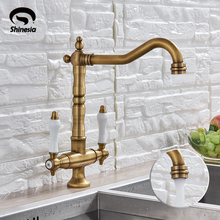 Antique Brass Kitchen Faucet Water saving Sprayer Mixer Tap Sink Faucet 360 Rotation Kitchen Faucet Hot and Cold Water Mixer 2024 - buy cheap